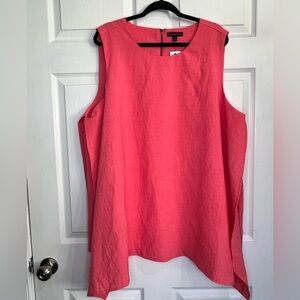 Lane Bryant Coral Pink Sleeveless Split Side Top - Size 24 NWT.